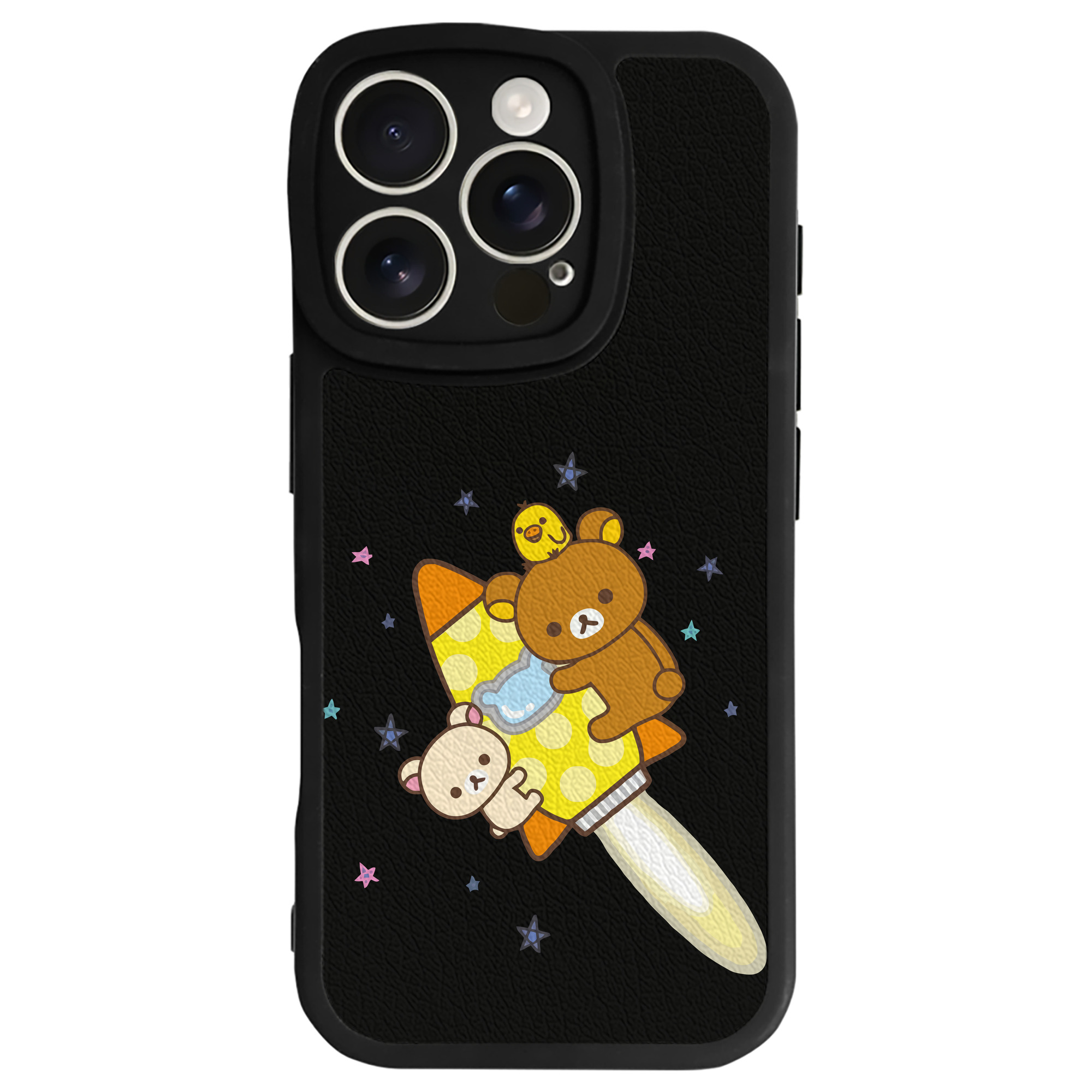 （画像用） リラックマ リラックマ キイロイトリ Rilakkuma Korilakkuma Kiiroitori 【iPhone 16シリーズ対応】シリコンスマホケース（レザー調） 材質：シリコン